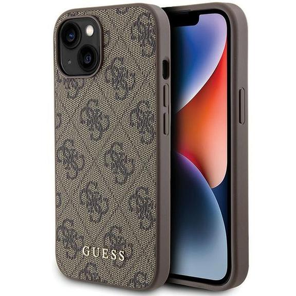 GUESS futerał do IPHONE 15 GUHCP15SG4GFBR (4G Metal Logo) brązowy