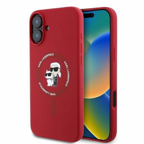 KARL LAGERFELD futerał do IPHONE 16 kompatybilny z MagSafe KLHMP16SSCMKCRHR (Silicone KC Body Ring) czerwony