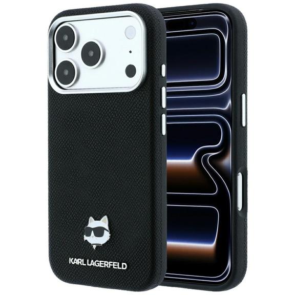KARL LAGERFELD futerał do IPHONE 18 Pro Max/ 17 Pro Max kompatybilny z MagSafe (Grained Choupette Head Metal) czarny