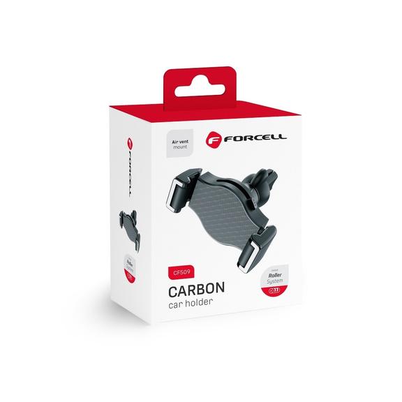 Uchwyt na telefon do samochodu uniwersalny Forcell F-Grip Carbon H-CF509 do kratki czarny