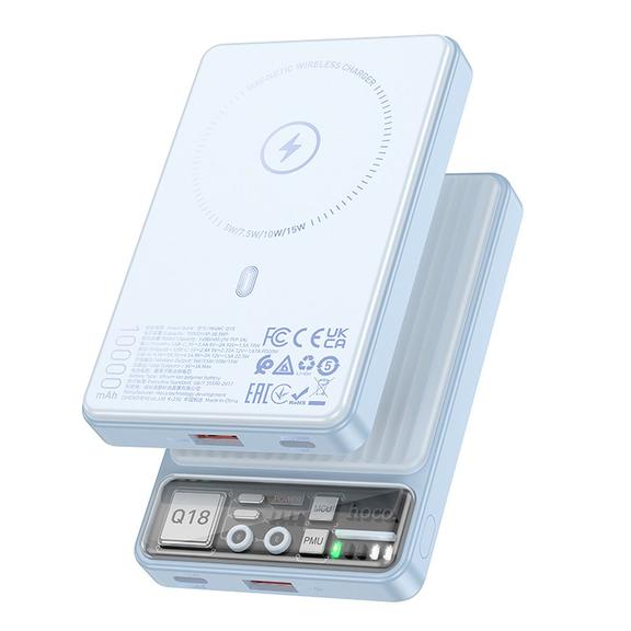 Powerbank zgodny z MagSafe Hoco 10000 mAh QC3.0 PD 3A 22,5W Q18 niebieski