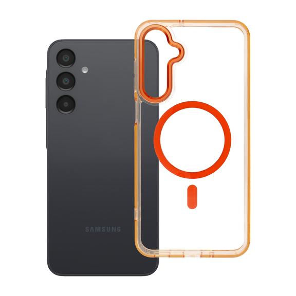 Etui na Samsung A16 Frame Clear Hybrid Mag Cover zgodny z MagSafe pomarańczowe
