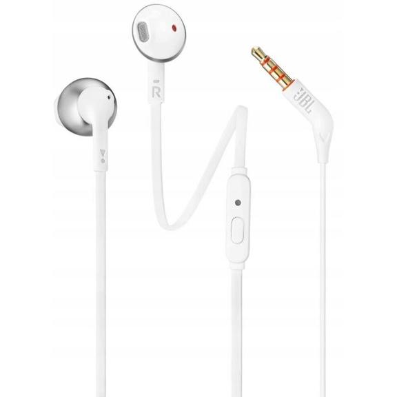 Słuchawki przewodowe douszne Jack 3,5 mm JBL T205 białe