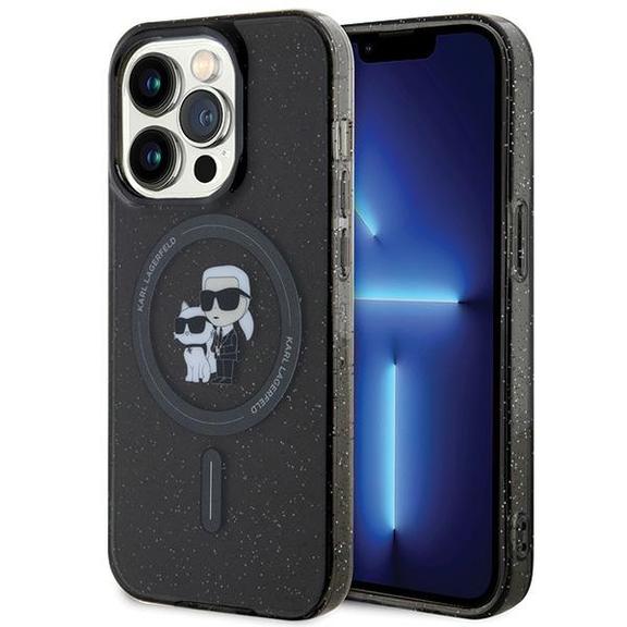 KARL LAGERFELD futerał do IPHONE 15 Pro KLHMP15LHGKCNOK (Glitter + MAG) czarny