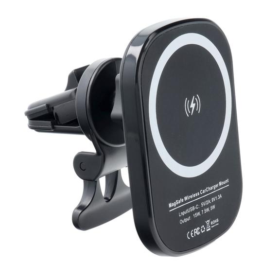 Uchwyt samochodowy magnetyczny do kratki z ładowaniem indukcyjnym kompatybilny z MagSafe 15W D10 czarny
