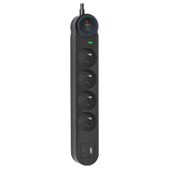 Listwa zasilająca 4 gniazda + USB A + USB C Art FU910 1,5 m czarna