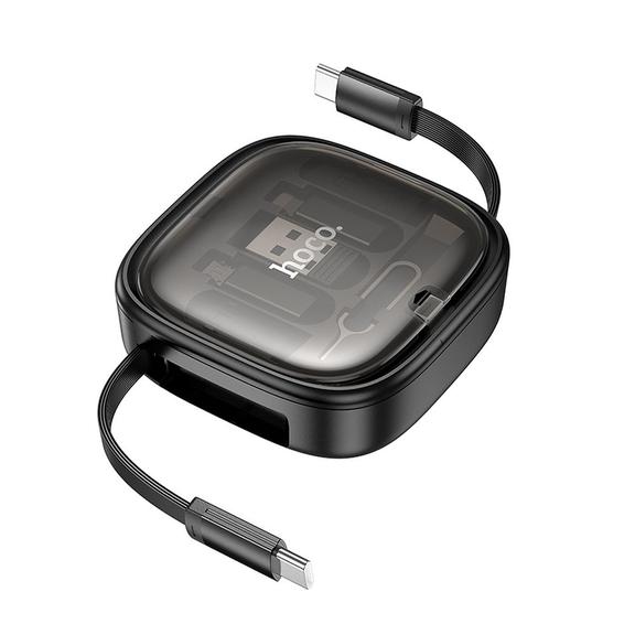 Kabel All-in-one Hoco PD 3A 60W 0,95 m zwijany w zestawie z wymiennymi końcówkami U140 czarny