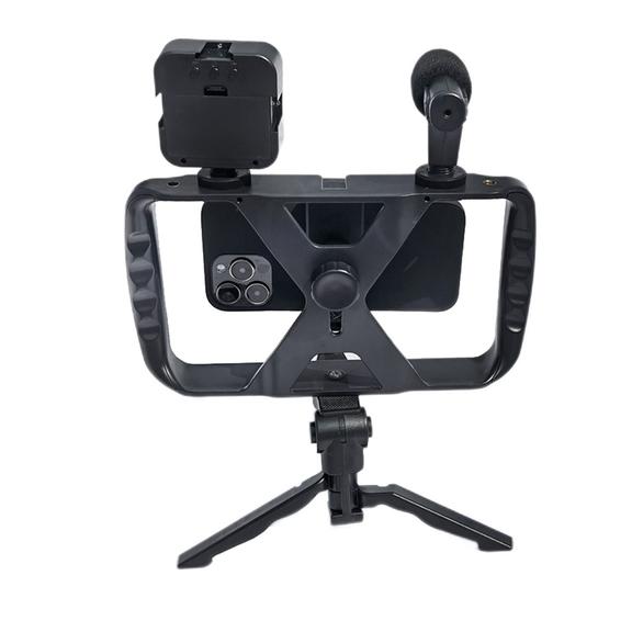 Uchwyt selfie z pilotem bezprzewodowym tripod z LED / mikrofonem do streamów TL-49T czarny