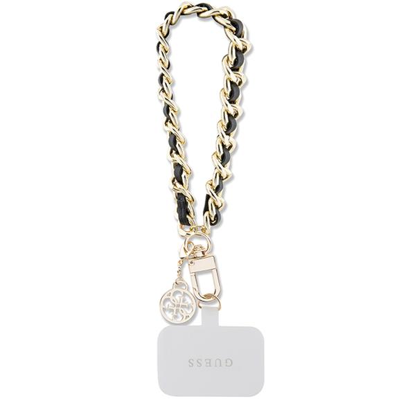 GUESS hand strap GUOUCHSAMC4K (Saffiano Chain Strap 4G Charm) czarny