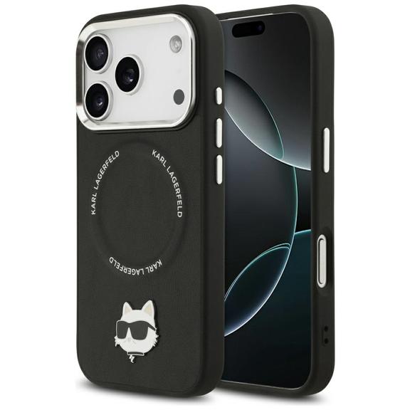 KARL LAGERFELD futerał do IPHONE 17 Pro kompatybilny z MagSafe KLHMP17LPSMLRCHK (PU Choupette Pin) czarny