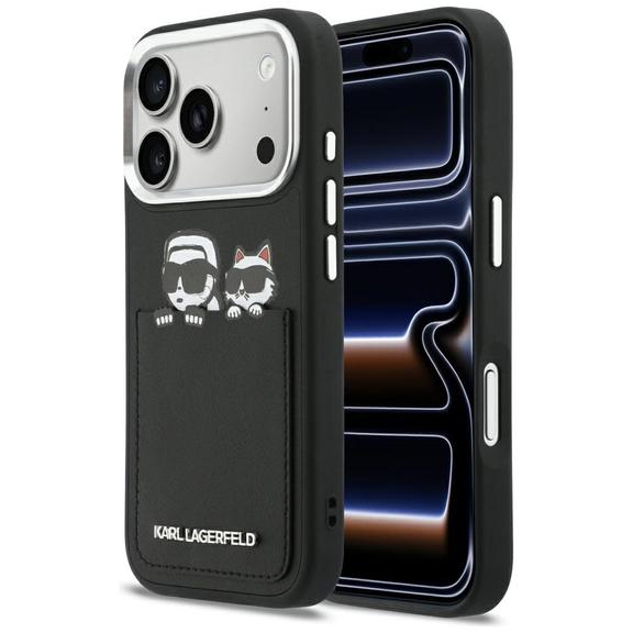 KARL LAGERFELD futerał do IPHONE 17 Pro Max KLHCP17X6PCSPKCK (PU W/ K&C Print & Pocket) czarny