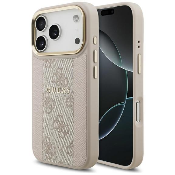 GUESS futerał do IPHONE 17 Pro kompatybilny z MagSafe GUHMP17LPG4SEMCP (PU W/ 4G PU Stripe) różowy