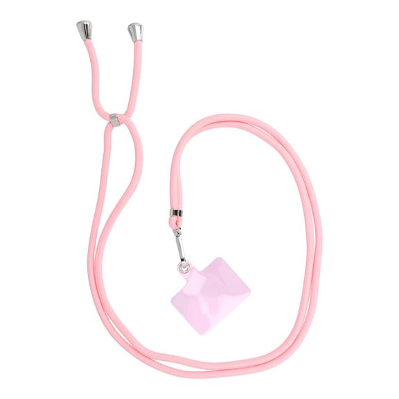 Smycz do telefonu, Zawieszka do telefonu - SWING (6mm) z regulacją długości / długość sznura 165cm (max 82,5cm w pętli) / na ramię lub szyję - jasnoróżowy