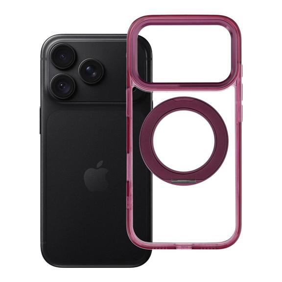 Etui na iPhone 18 Pro / 17 Pro Frame Circle Stand zgodne z MagSafe burgundowy