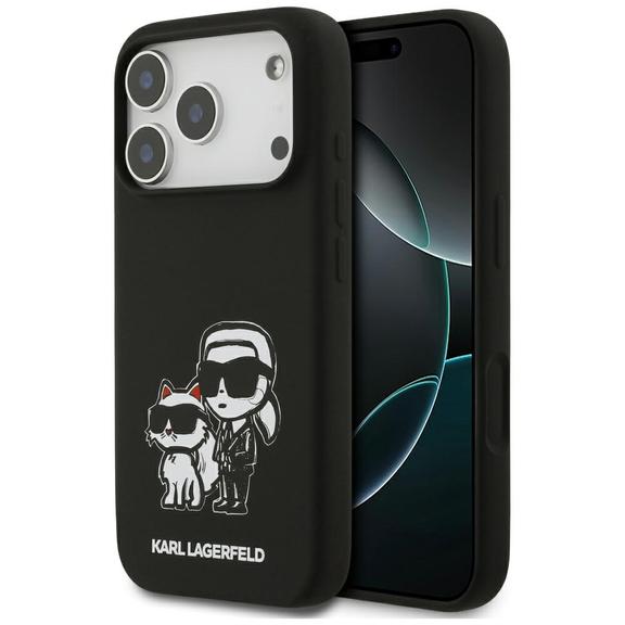 KARL LAGERFELD futerał do IPHONE 17 Pro kompatybilny z MagSafe KLHMP17LSKCGRGOK (Silicone W/ K&C Sketch & Logo) czarny