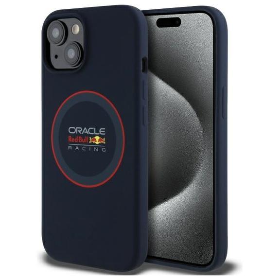 RED BULL futerał do IPHONE 15 kompatybilny z MagSafe RBHMP15S24SIILVR (Silicone red Ring) navy