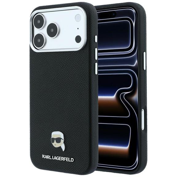 KARL LAGERFELD futerał do IPHONE 18 Pro/ 17 Pro kompatybilny z MagSafe (Grained Karl Head Metal) czarny
