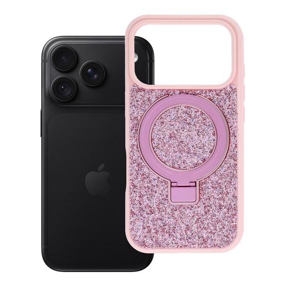 Etui na iPhone 18 Pro / 17 Pro Quartz Circle Stand Mag Cover różowe