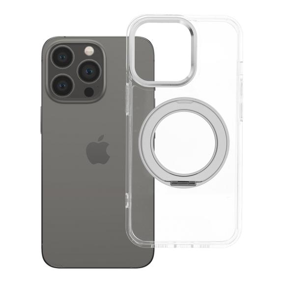 Etui na iPhone 13 PRO Frame Circle Stand zgodne z MagSafe transparentne