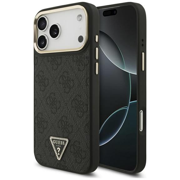 GUESS futerał do IPHONE 17 Pro Max kompatybilny z MagSafe GUHMP17XP4GTDGMK (4G PU W/ Triangle Logo) złoto czarny