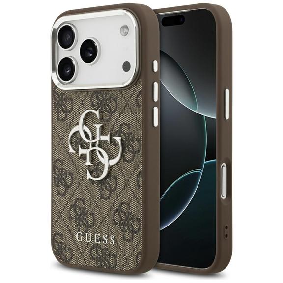 GUESS futerał do IPHONE 17 Pro GUHCP17LP4G4SMCW (4G PU Leather Case with Big 4G and Classic Logo and Silver Metal Camera Frame) brązowy