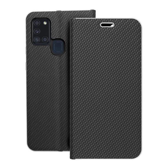 Etui z klapką na Samsung A21s Luna Book Carbon czarne