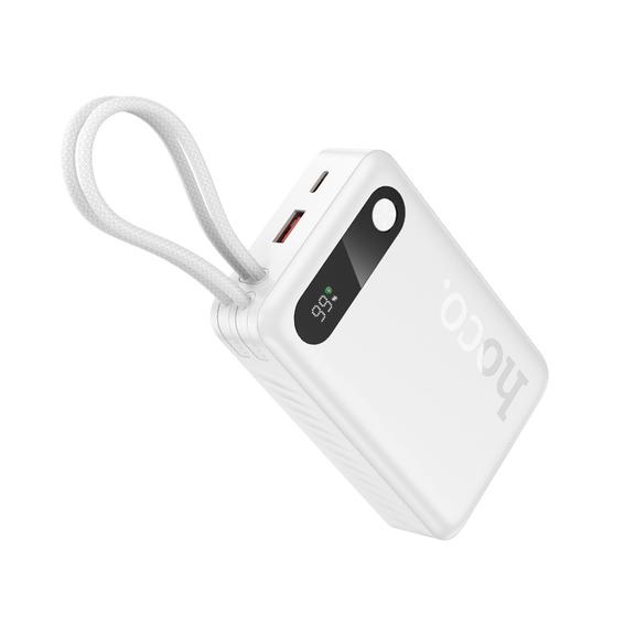 Powerbank 10000 mAh QC PD 2A 22,5W z wbudowanymi kablami USB C + Lightning Hoco J171 Edge biały