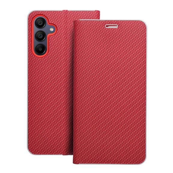 Etui z klapką na Samsung A15 4G / A15 5G Luna Book Carbon czerwone