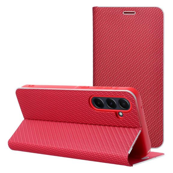 Etui z klapką na Samsung S26 FE Luna Book Carbon czerwone