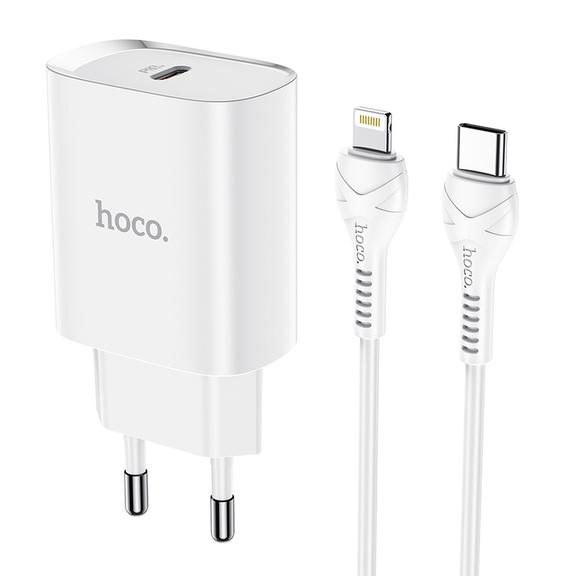 HOCO ładowarka sieciowa Typ C + kabel Typ C do Lightning PD 20W N14 biała EOL