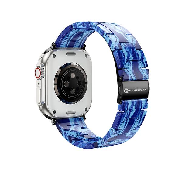 Pasek do Apple Watch Forcell F-Design FA04 zatrzask żywiczny marmurkowy 42 / 44 / 45 / 49 mm niebieski