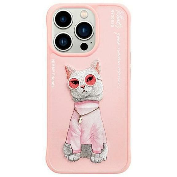 NIMMY futerał GLASSES COOL CAT do IPHONE 15 Pro Max różowy