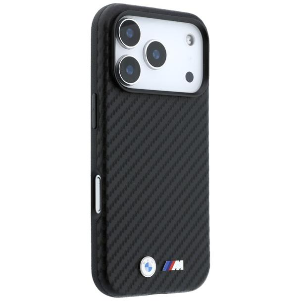 BMW futerał do IPHONE 18 Pro/17 Pro kompatybilny z MagSafe (Carbon Metal Logo) czarny