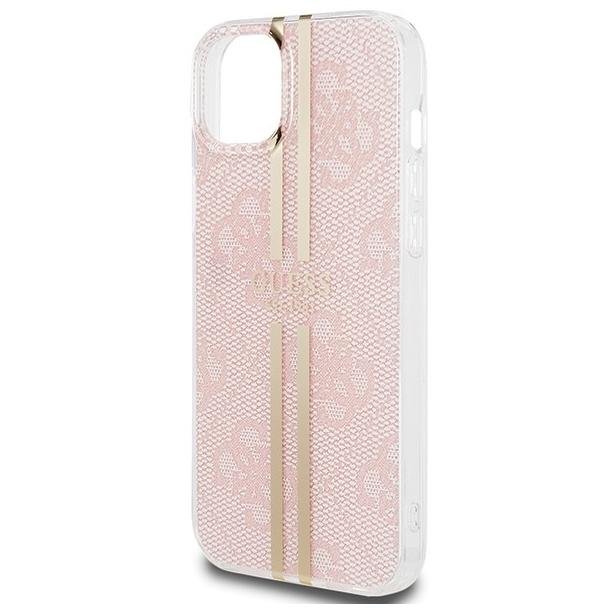GUESS futerał do IPHONE 15 GUHCP15SH4PSEGP (4G Gold Stripe) różowy