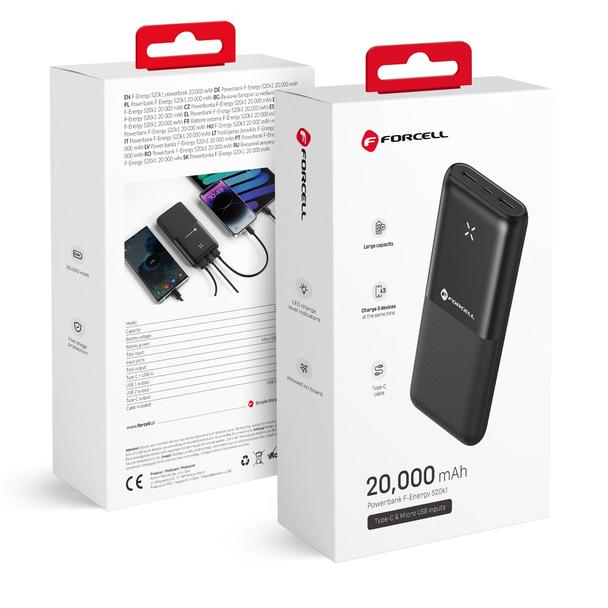 Powerbank Forcell F-Energy S20k1 2,4A 20000 mAh czarny