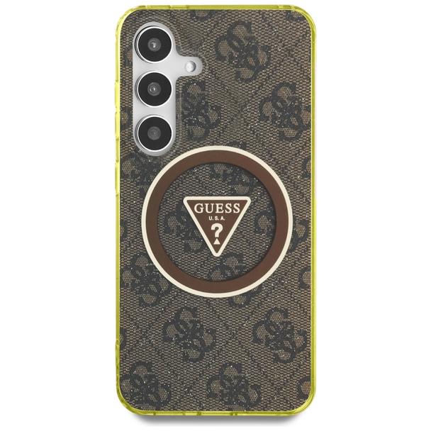 GUESS futerał do SAMSUNG S25 GUHMS25SHG4PRTGW (Magnetic IML Metal Glitter 4G Circle Triangle) brązowy