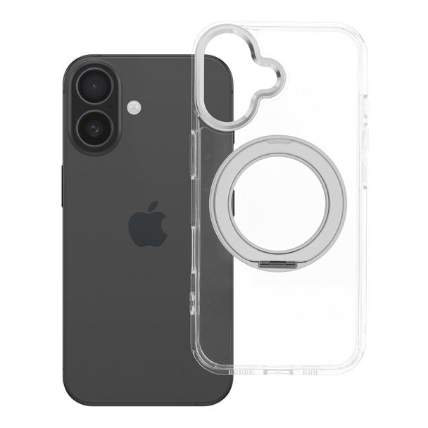 Etui na iPhone 16 Frame Circle Stand zgodne z MagSafe transparentne