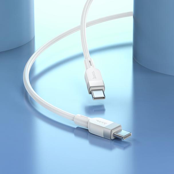 Kabel USB C do USB C Hoco 3A 60W Silikonowy 1 m X109 biały