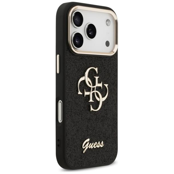 GUESS futerał do IPHONE 17 Pro GUHCP17LHG4SGCK (Fixed Glitter Big 4G Metal Frame) czarny