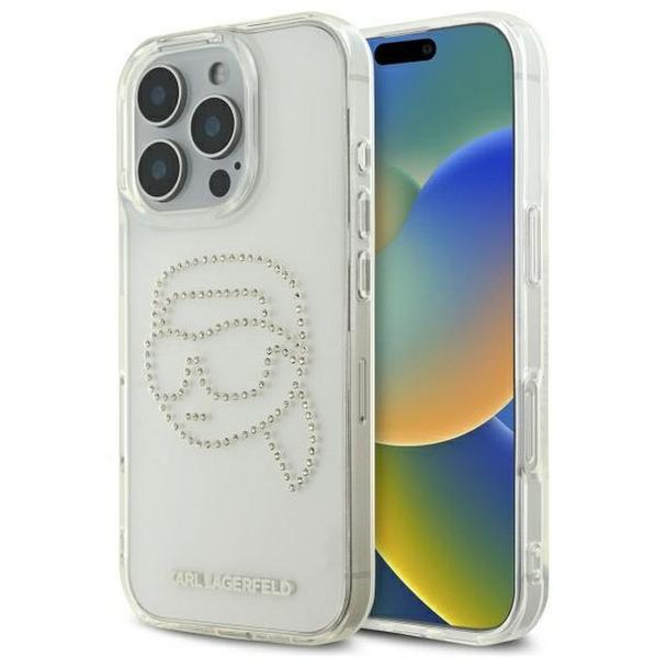 KARL LAGERFELD futerał do IPHONE 16 Pro KLHCP16LHKHDCELT (IML Rhinestones K Head) transparent
