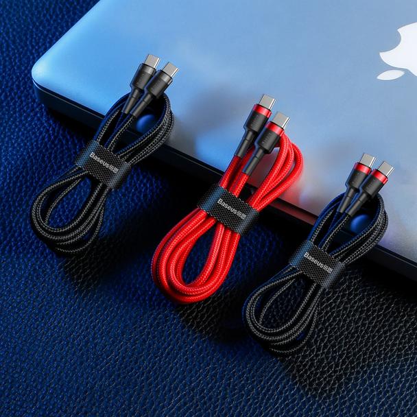 Kabel USB C do USB C Baseus 3A 1 m  CATKLF-G91 czerwono-czarny