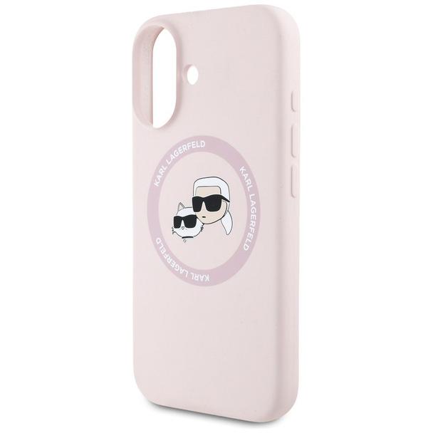 KARL LAGERFELD futerał do IPHONE 16 kompatybilny z MagSafe KLHMP16SSKCHTCP (Silicone KC Heads) różowy