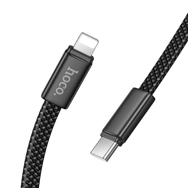 Kabel USB C do Lightning Hoco PD 30W płaski 1 m X125 czarny