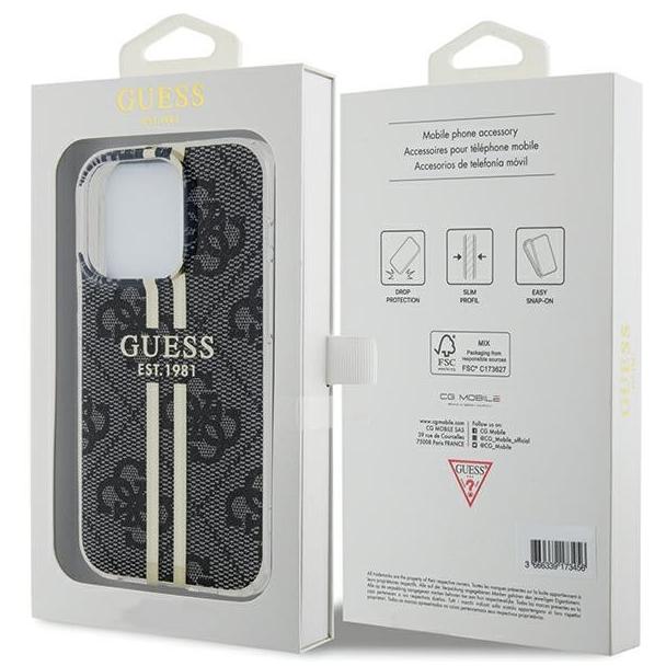 GUESS futerał do IPHONE 15 Pro Max GUHCP15XH4PSEGK (4G Gold  Stripe) czarny
