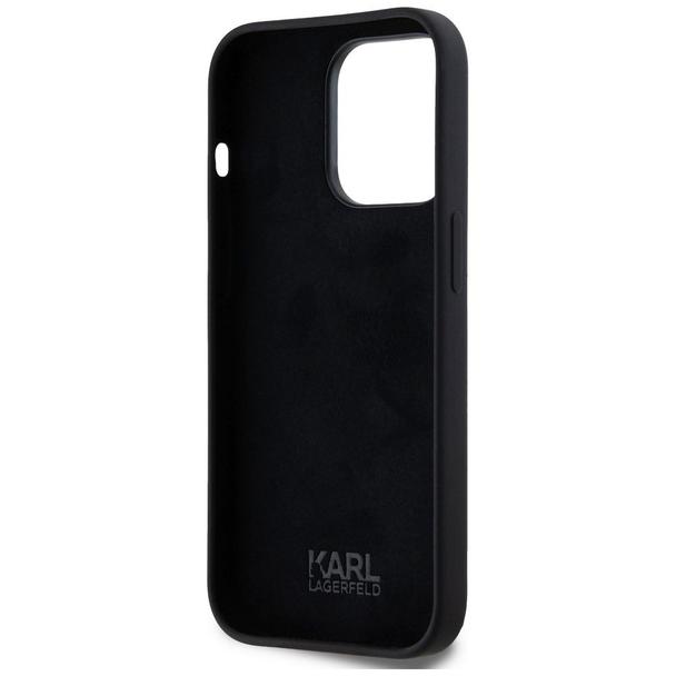 KARL LAGERFELD futerał do IPHONE 14 Pro KLHCP14LSCMSMVK (Silicone Sign Metal Logo) czarny