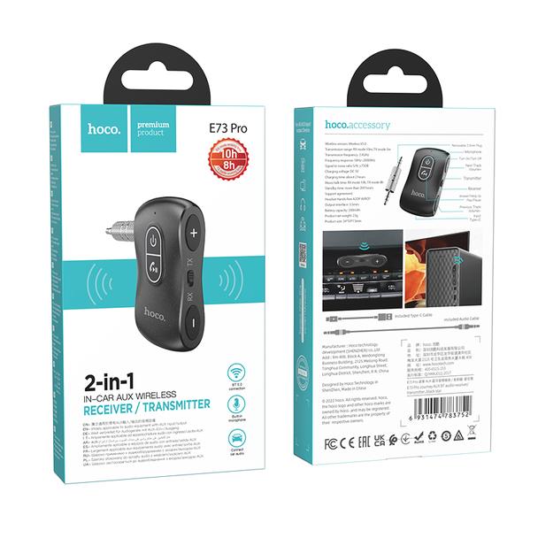 Transmiter samochodowy bluetooth Hoco Jack 3,5 mm E73 PRO czarny