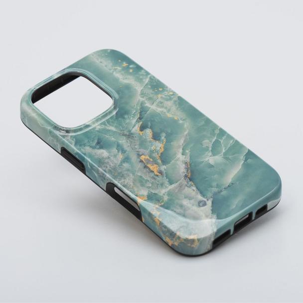 Etui na iPhone 15 PRO Forcell F-Protect Mirage zgodne z MagSafe Military Drop-Test green marble