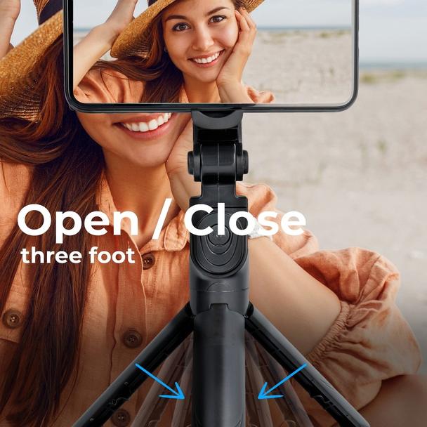 Uchwyt selfie z pilotem bezprzewodowym tripod z lusterkiem SSTR-11 czarny