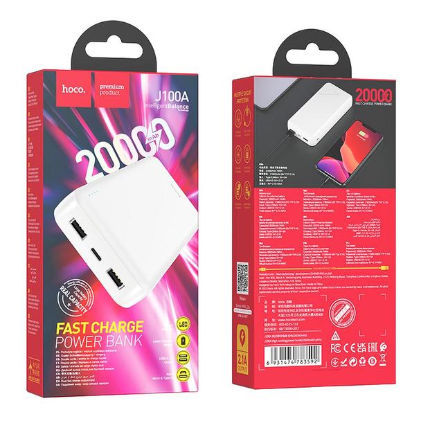 Powerbank Hoco 20000 mAh 2,1A J100A biały