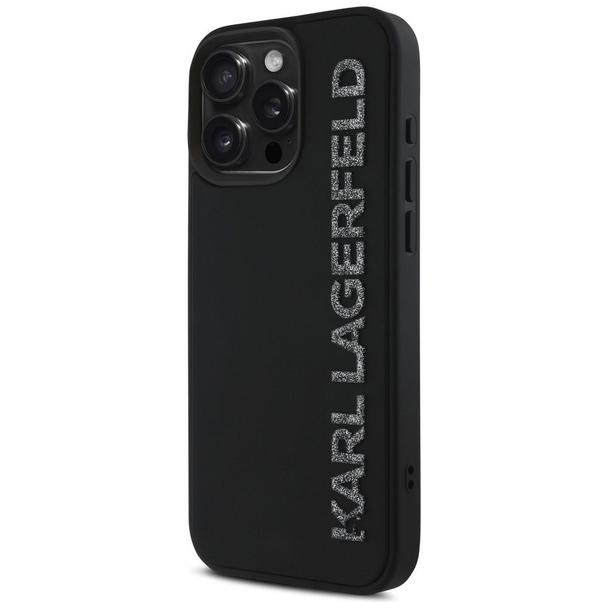 KARL LAGERFELD futerał do IPHONE 16 Pro Max KLHCP16XRBKGVCK (3D Rubber Elongated Glitter) czarny